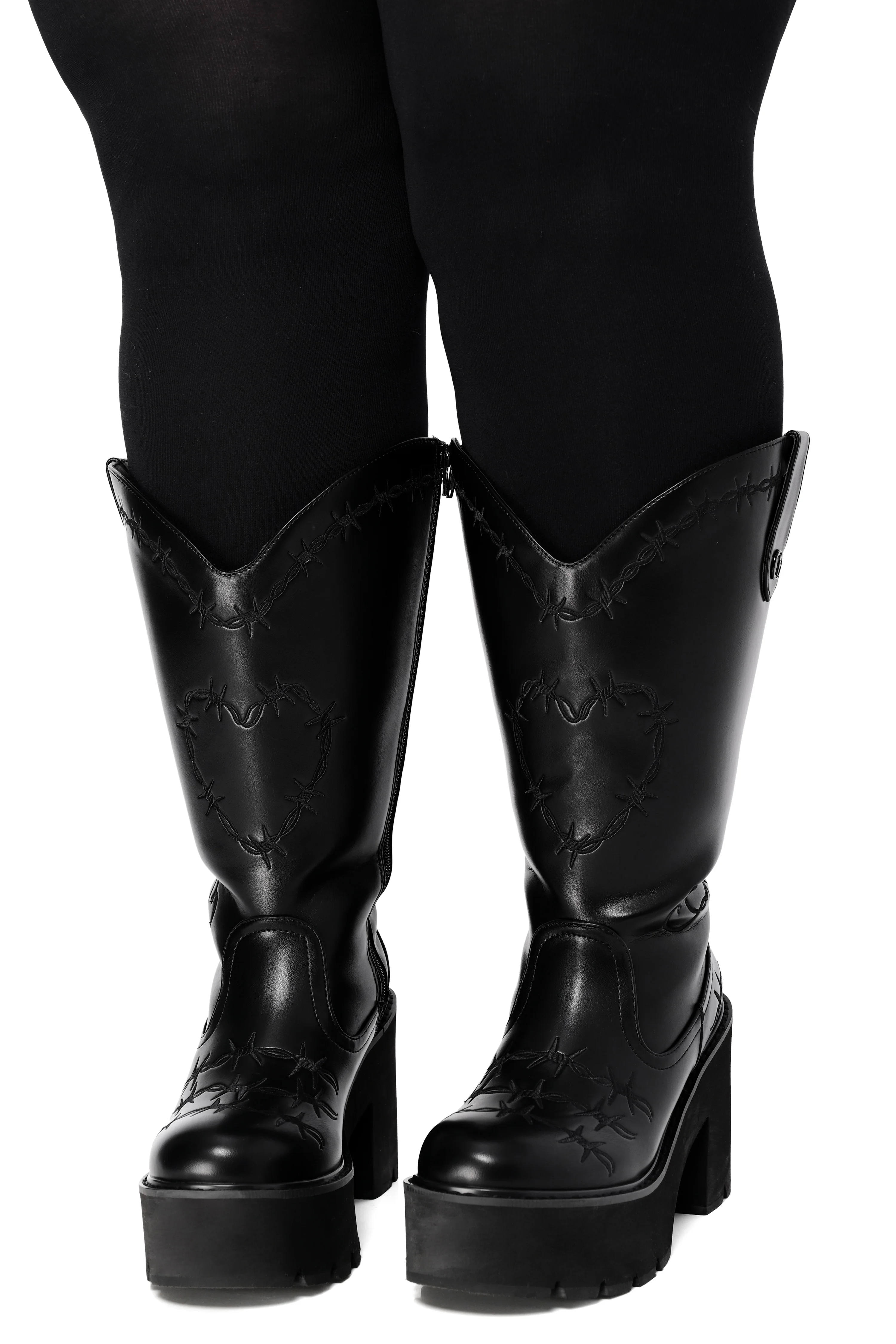 Barbed Wire Wide Calf Platform Cowboy Boots - Sign Up For Restock Notifications! - Image 2