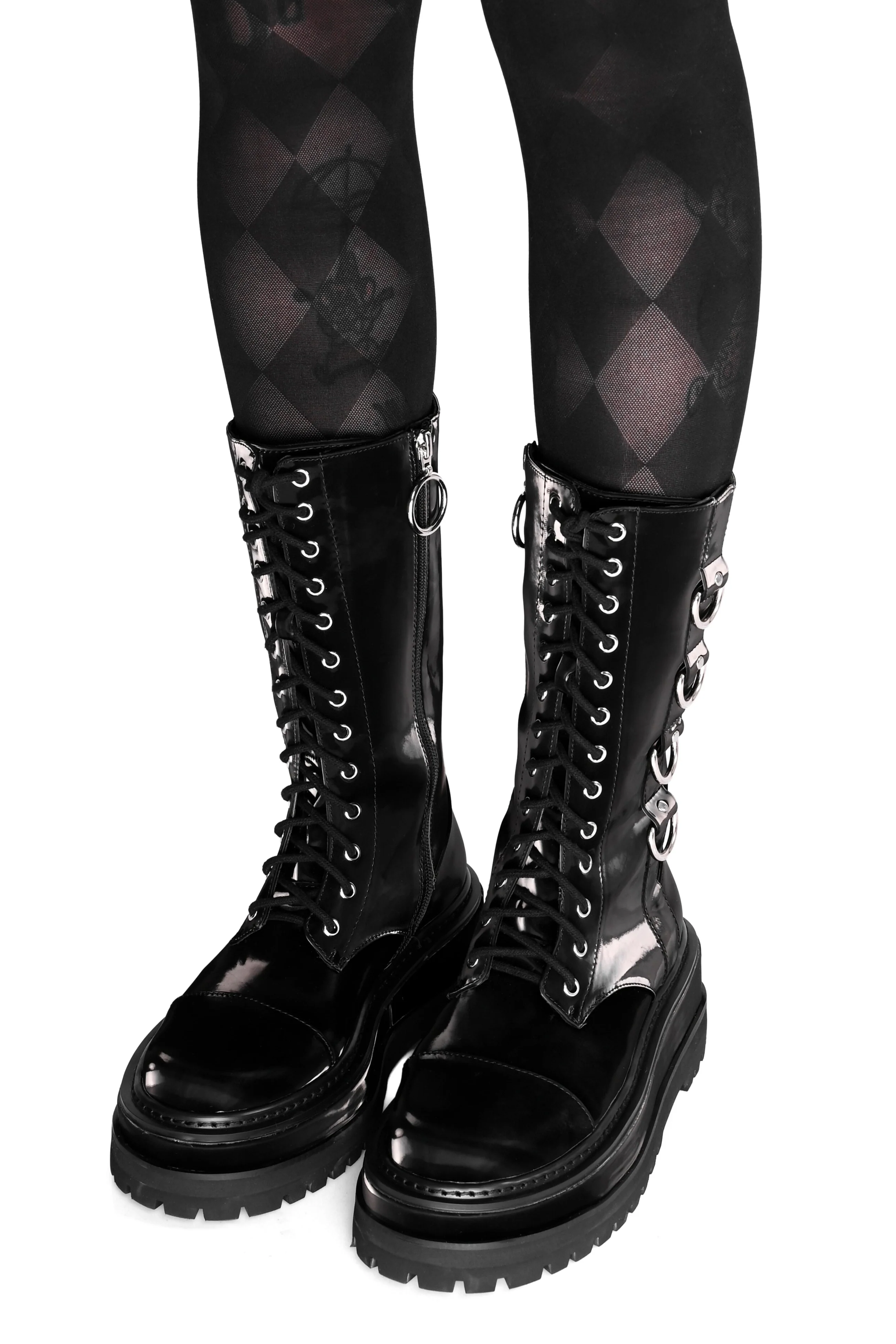 Trent Black Liquid Velvet Boots