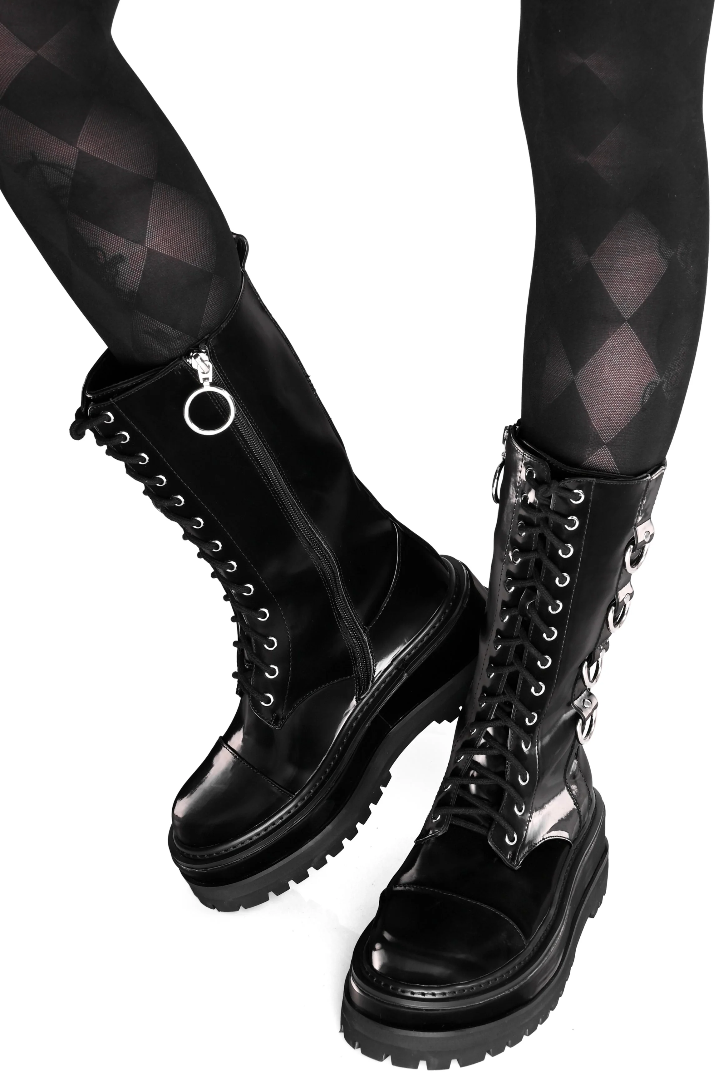 Trent Black Liquid Velvet Boots - Image 2