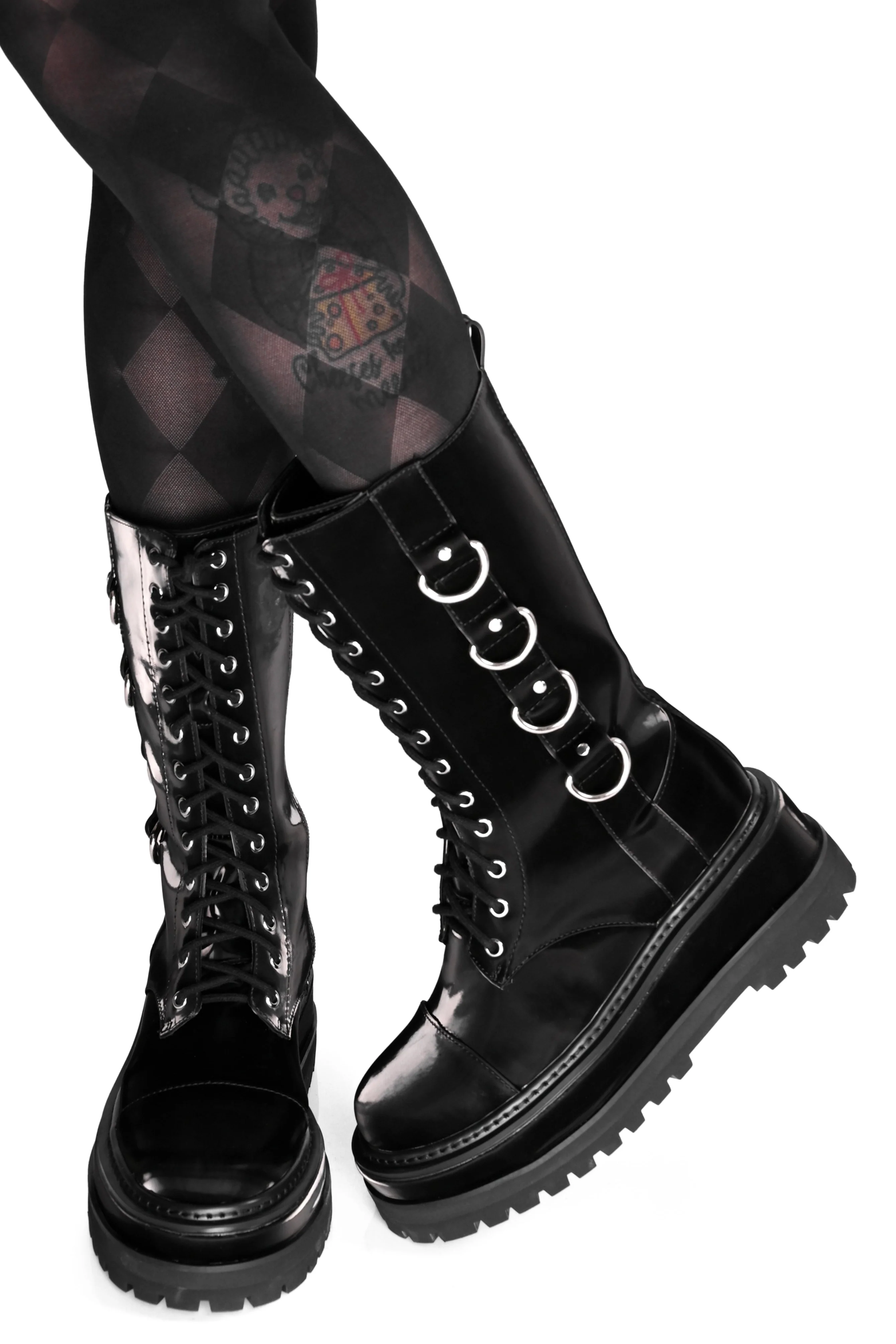 Trent Black Liquid Velvet Boots - Image 3