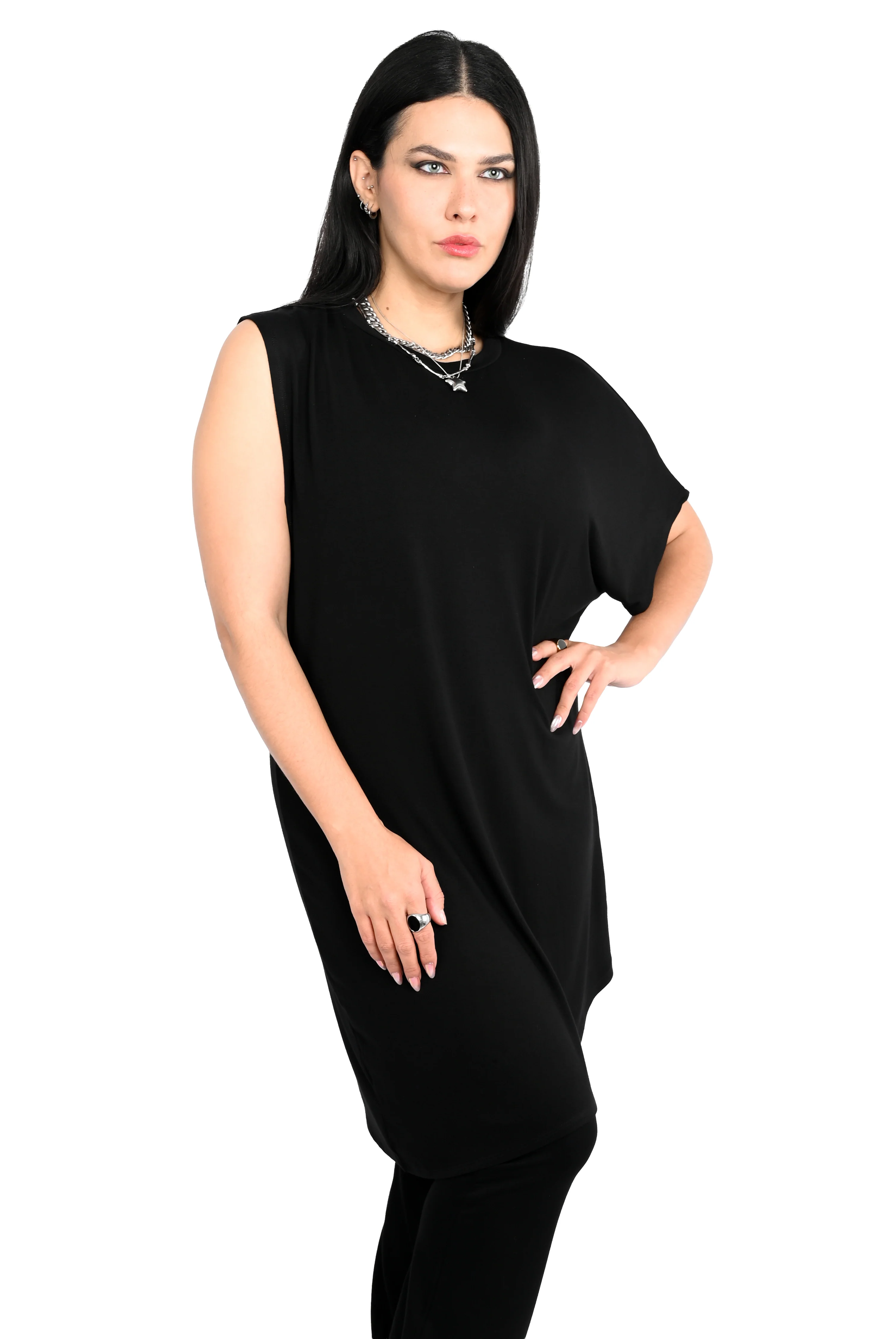 Black No.1 Asymmetrical Tunic Top - Image 4