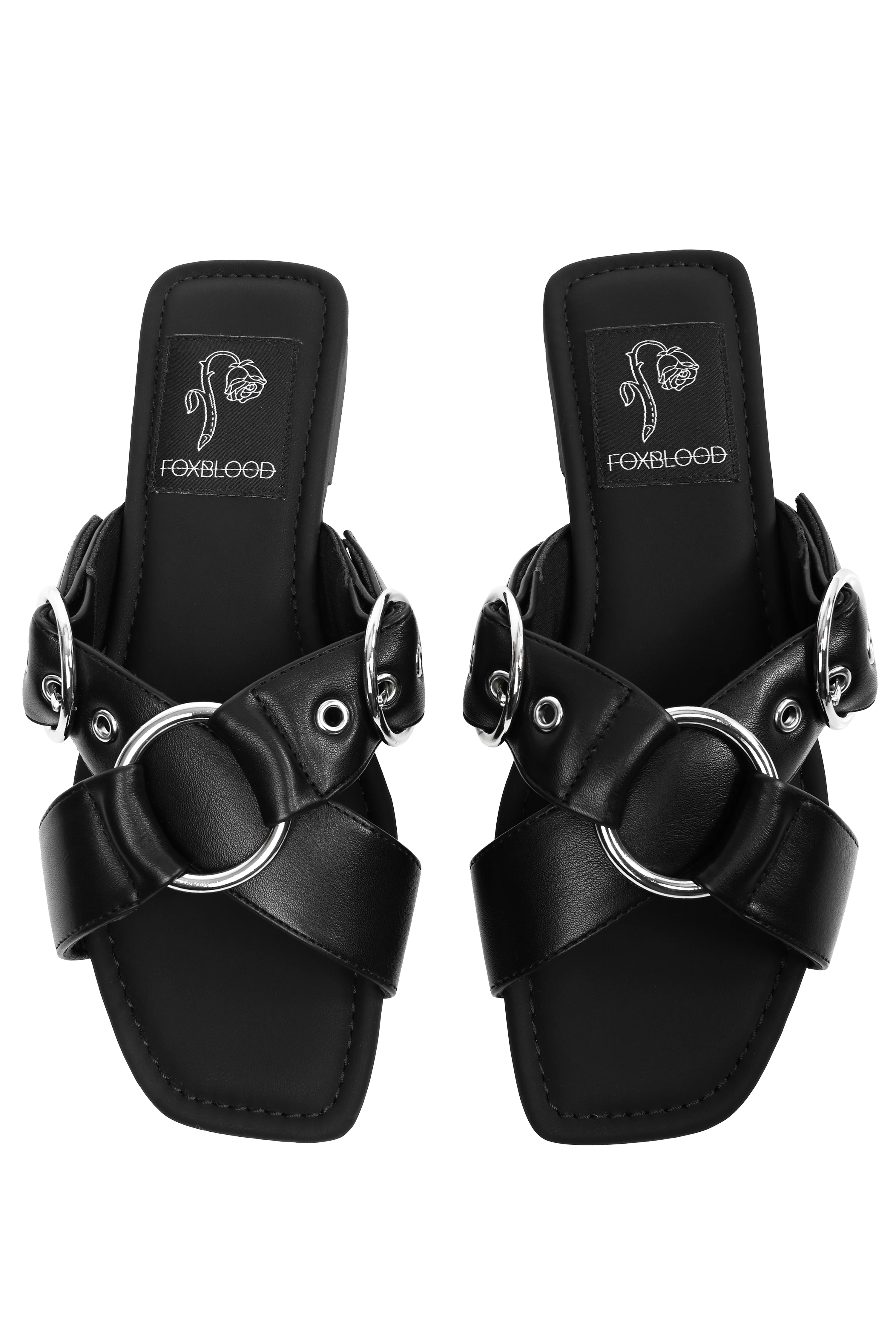 Cora O-Ring Adjustable Buckle Black Slides - Image 3