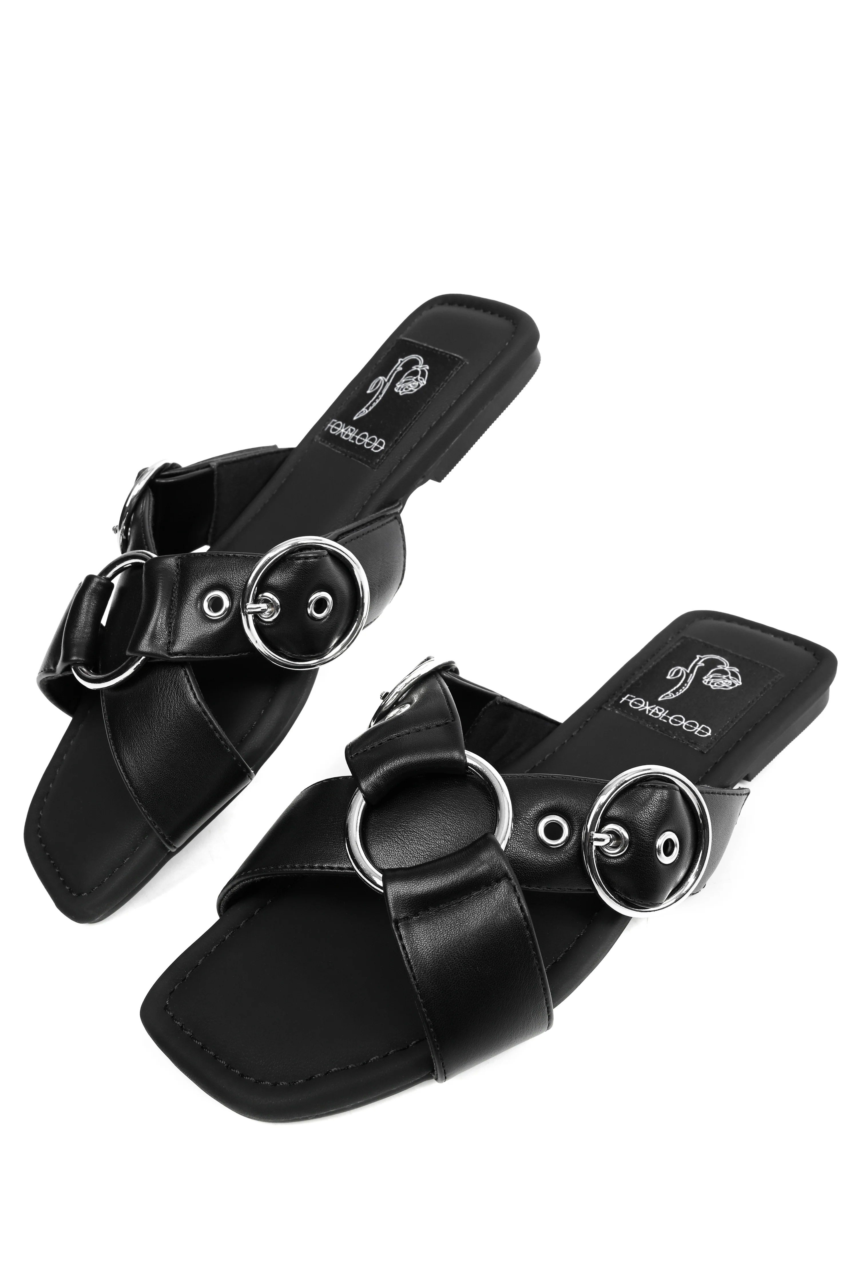 Cora O-Ring Adjustable Buckle Black Slides - Image 5