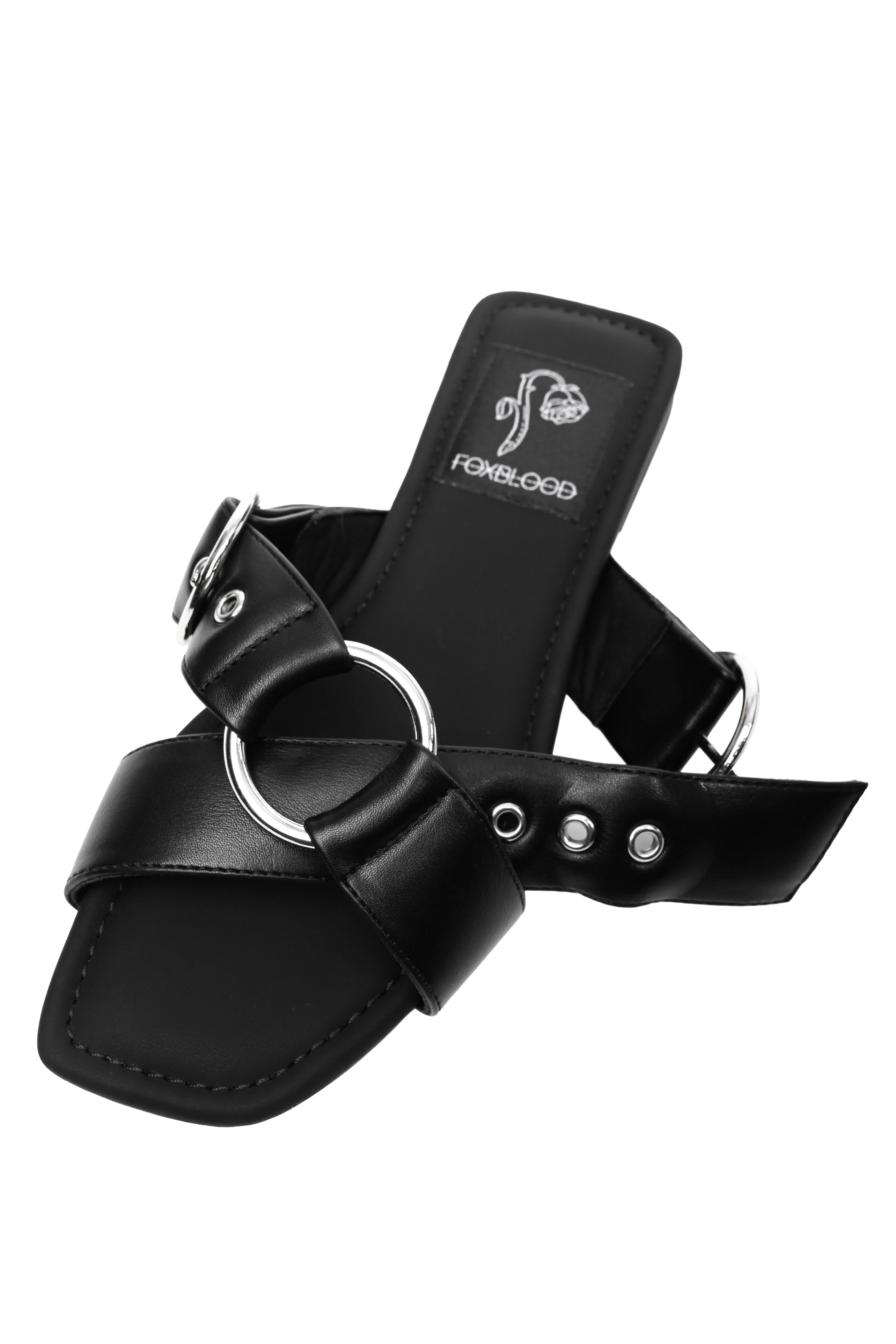 Cora O-Ring Adjustable Buckle Black Slides - Image 7
