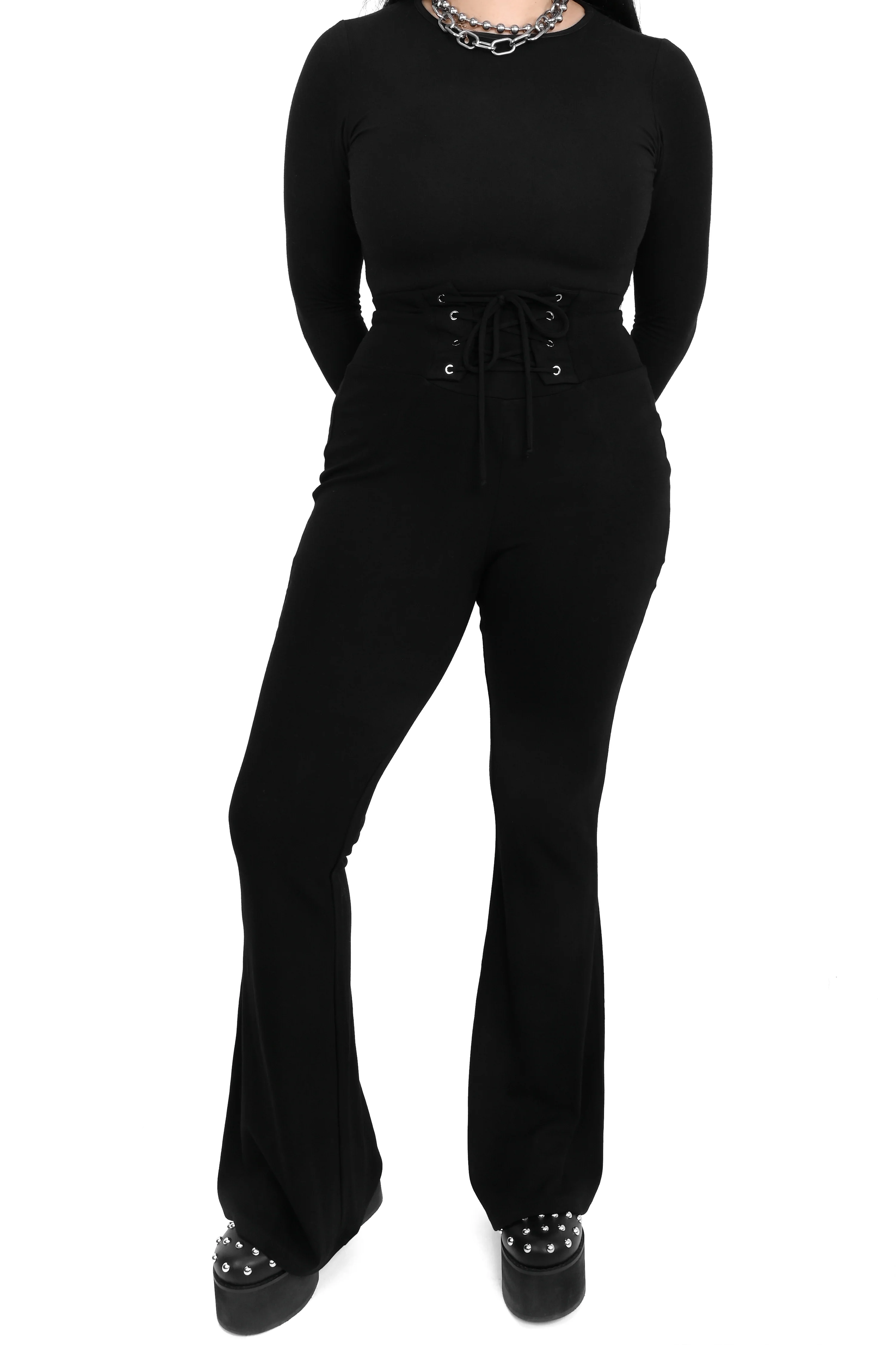 Flared Lace Up Leggings - Image 11