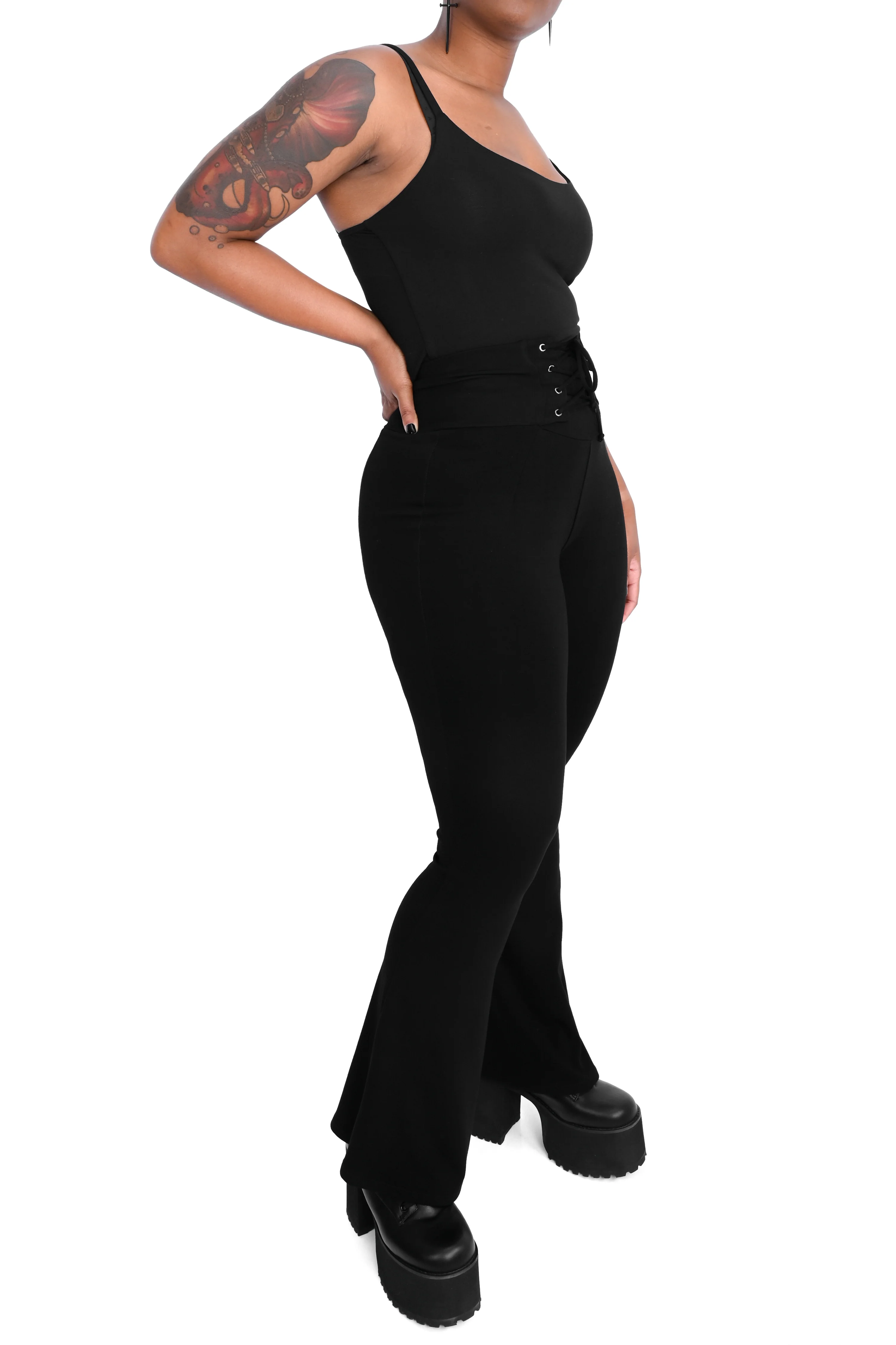 Flared Lace Up Leggings - Image 2