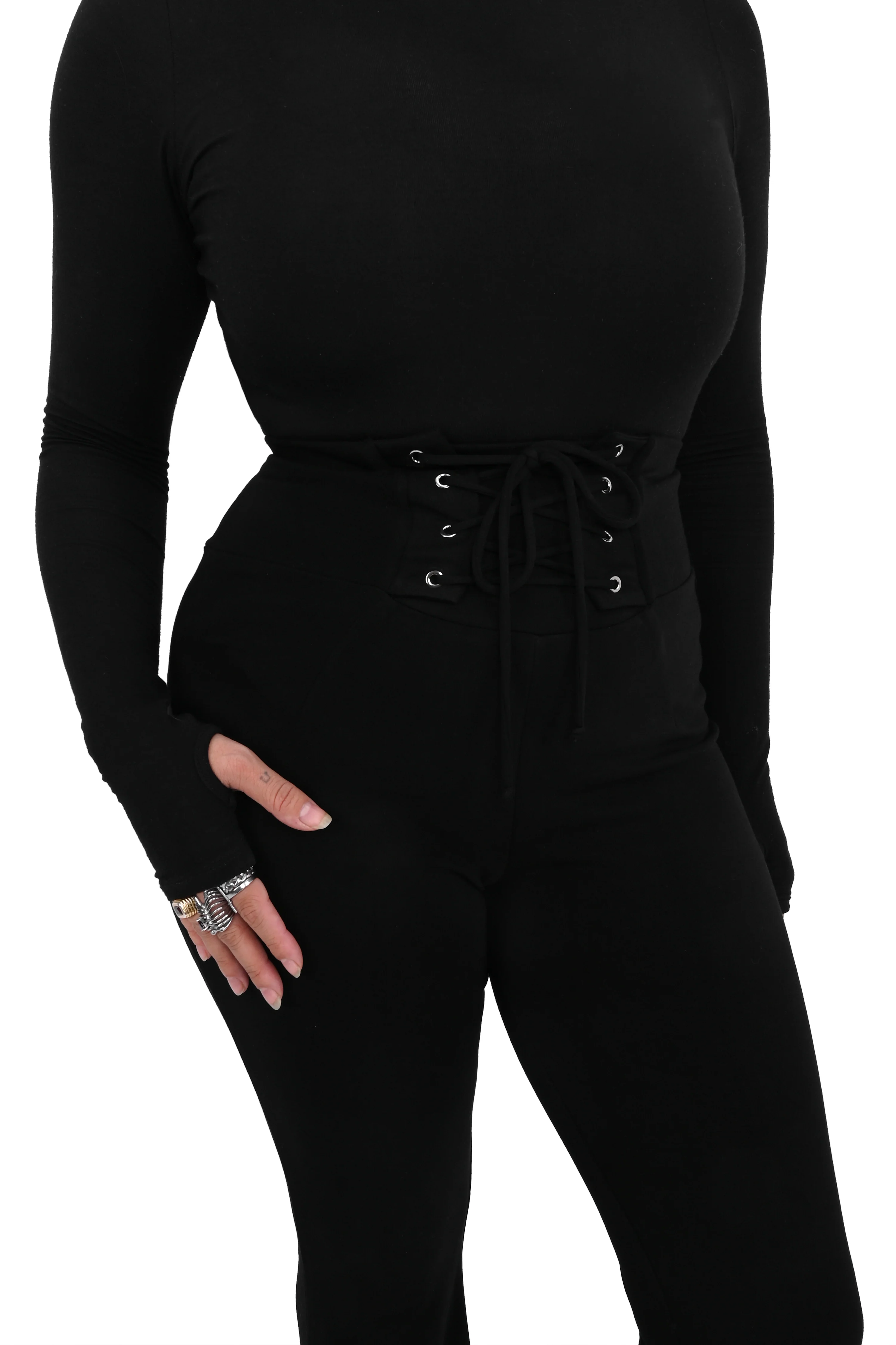 Flared Lace Up Leggings - Image 9