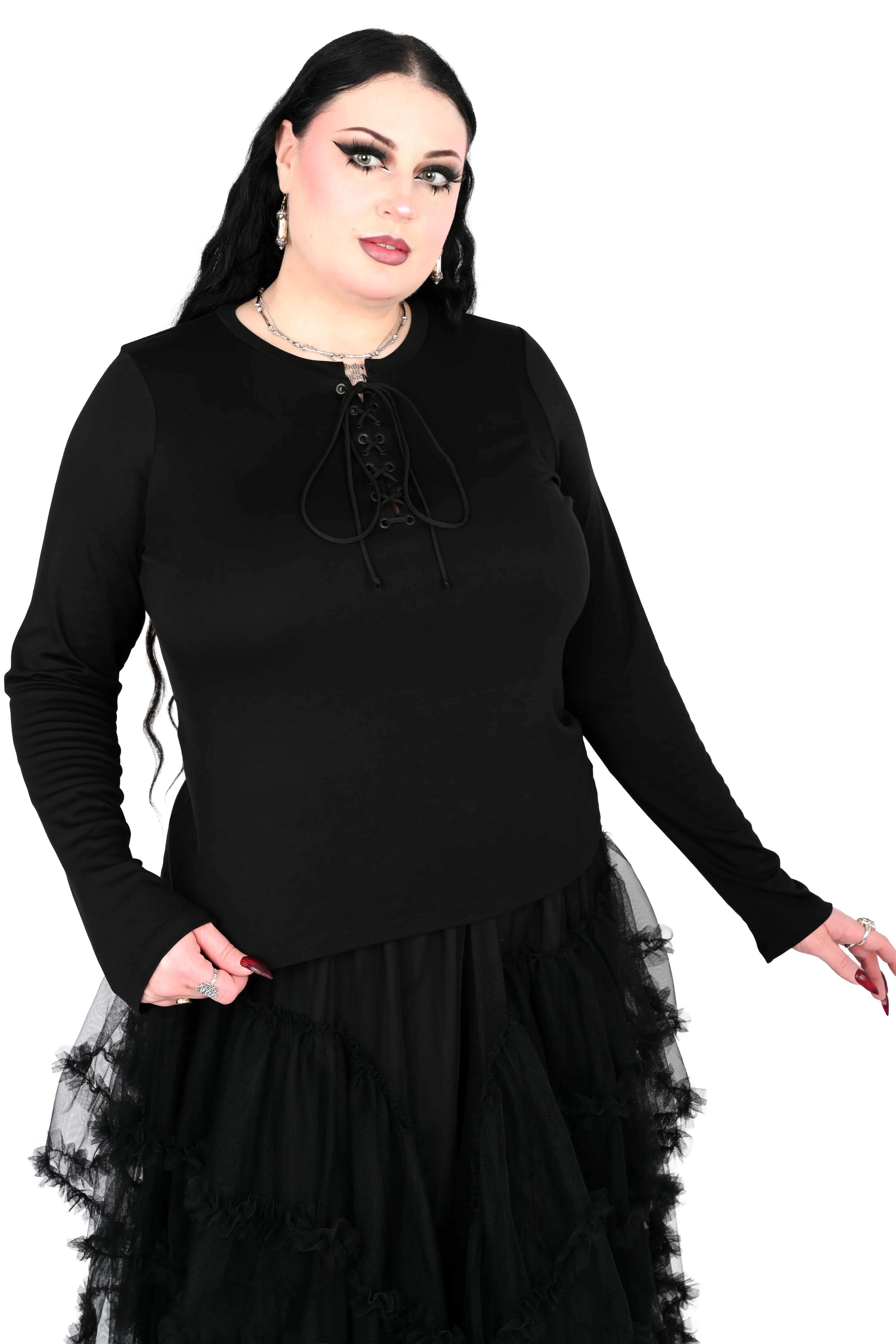 Lace Up Long Sleeve Top - Image 3