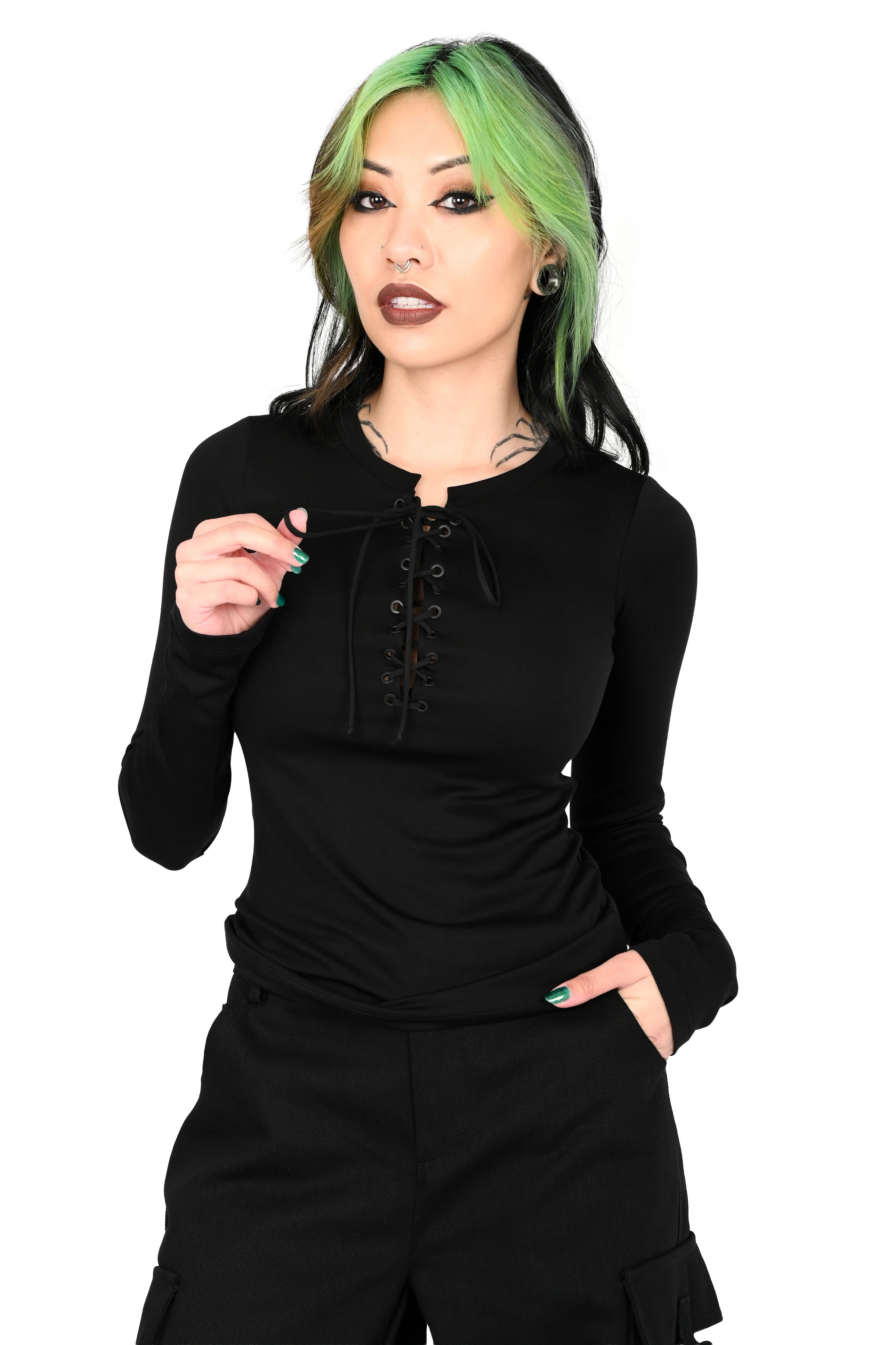 Lace Up Long Sleeve Top - Image 4