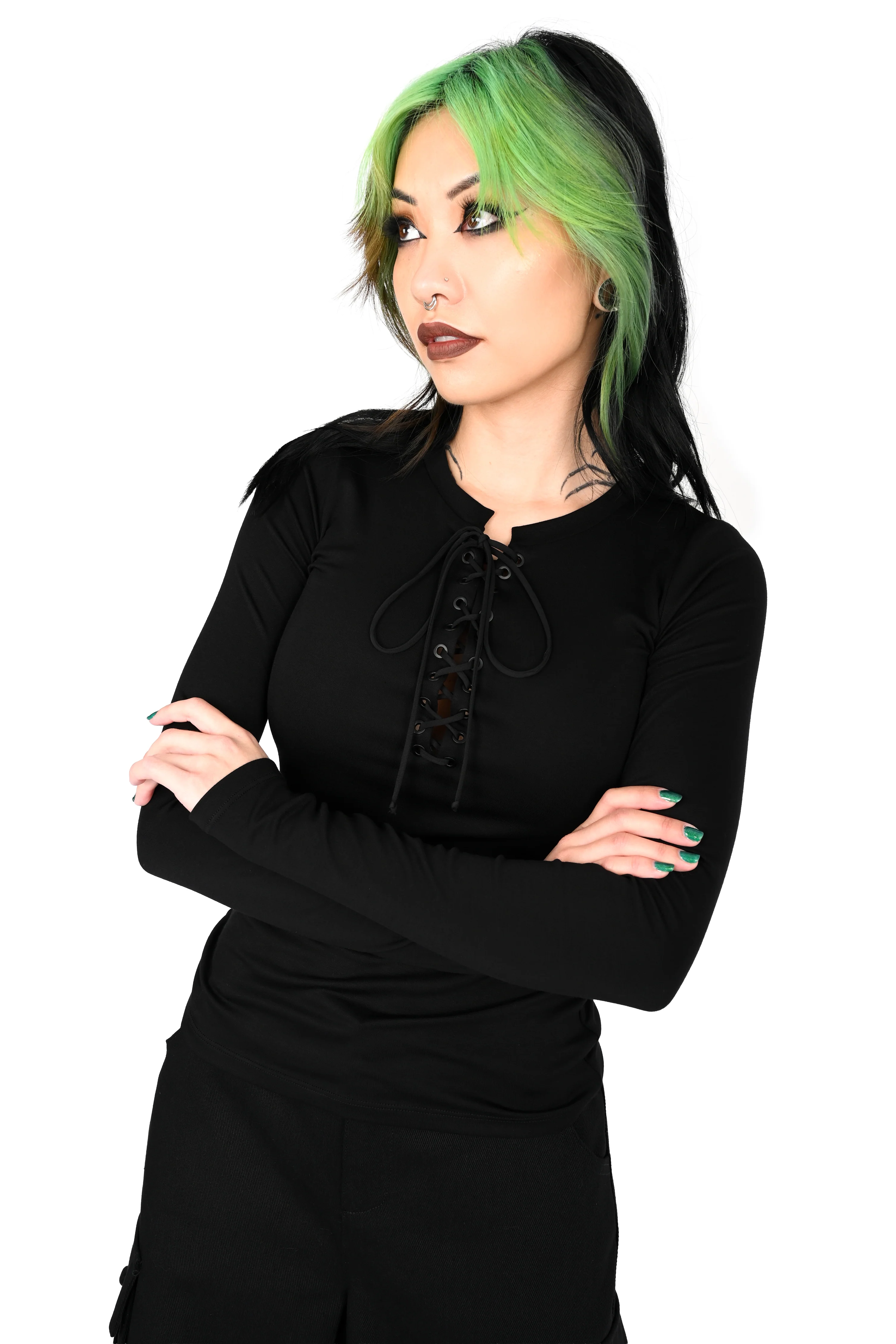 Lace Up Long Sleeve Top - Image 5