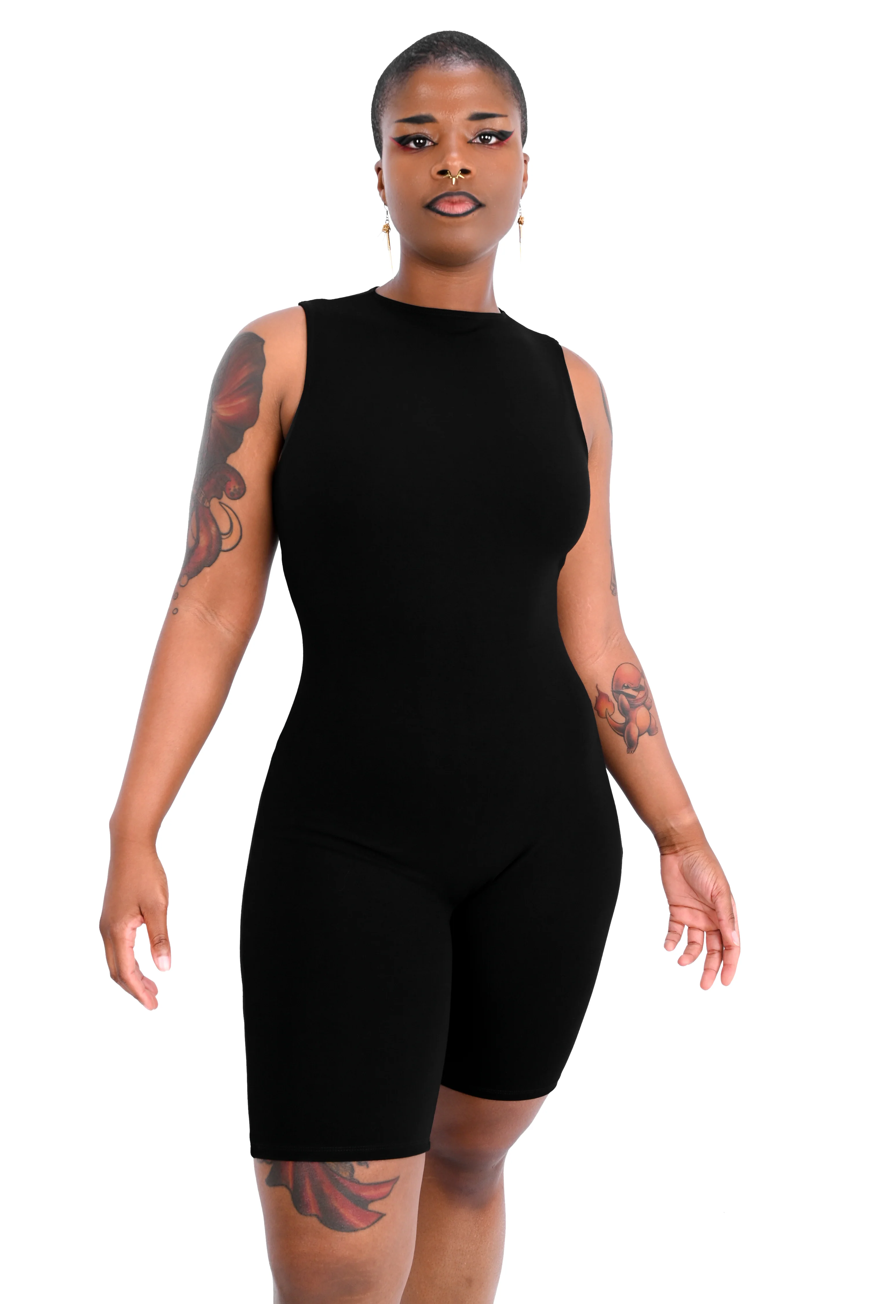 High Neck Biker Short Romper - Image 4