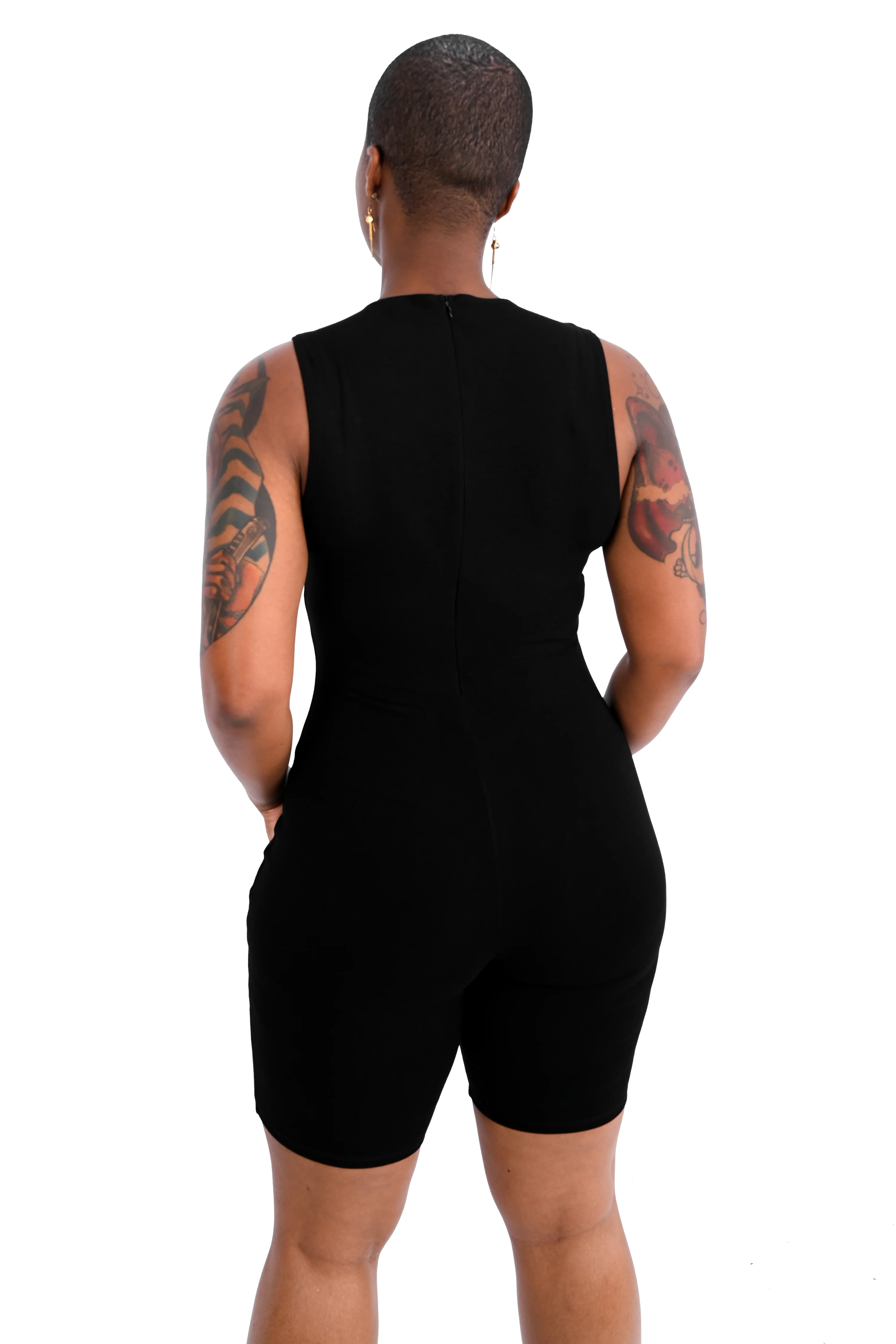 High Neck Biker Short Romper - Image 7