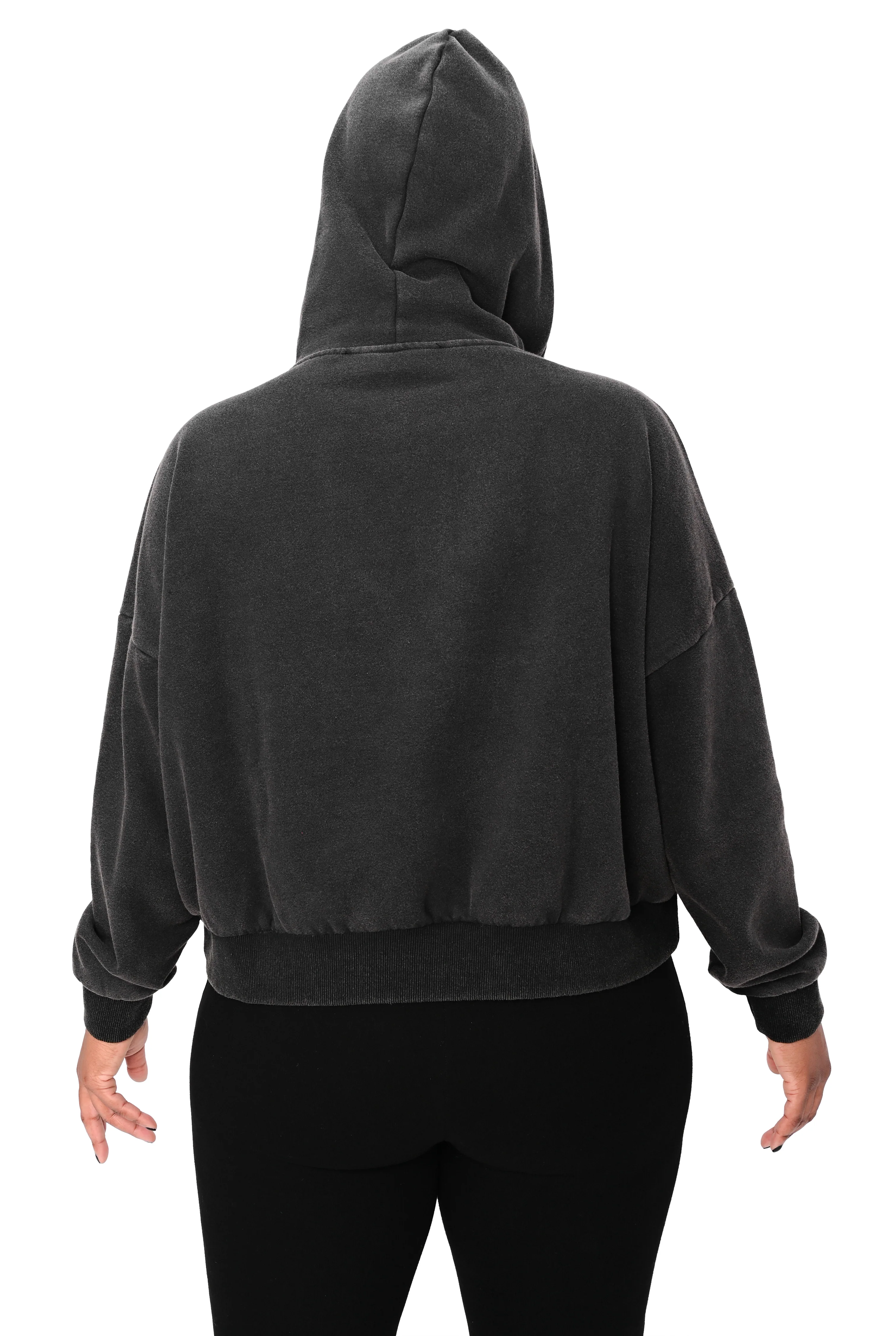 Oversized FOXBLOOD Crop Hoodie - Vintage Black - Image 5