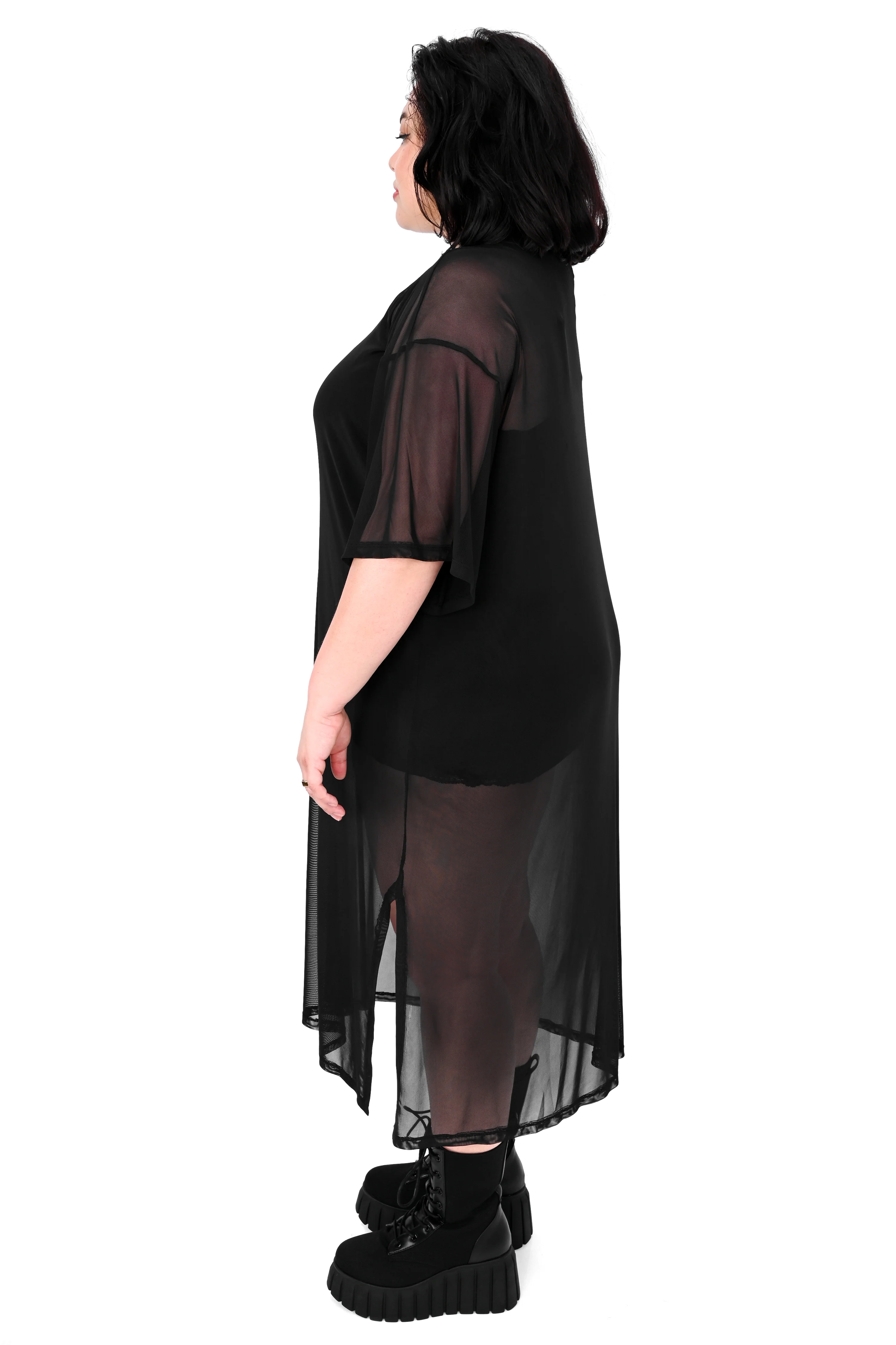 Oversized Mesh T-Shirt Dress - Image 3