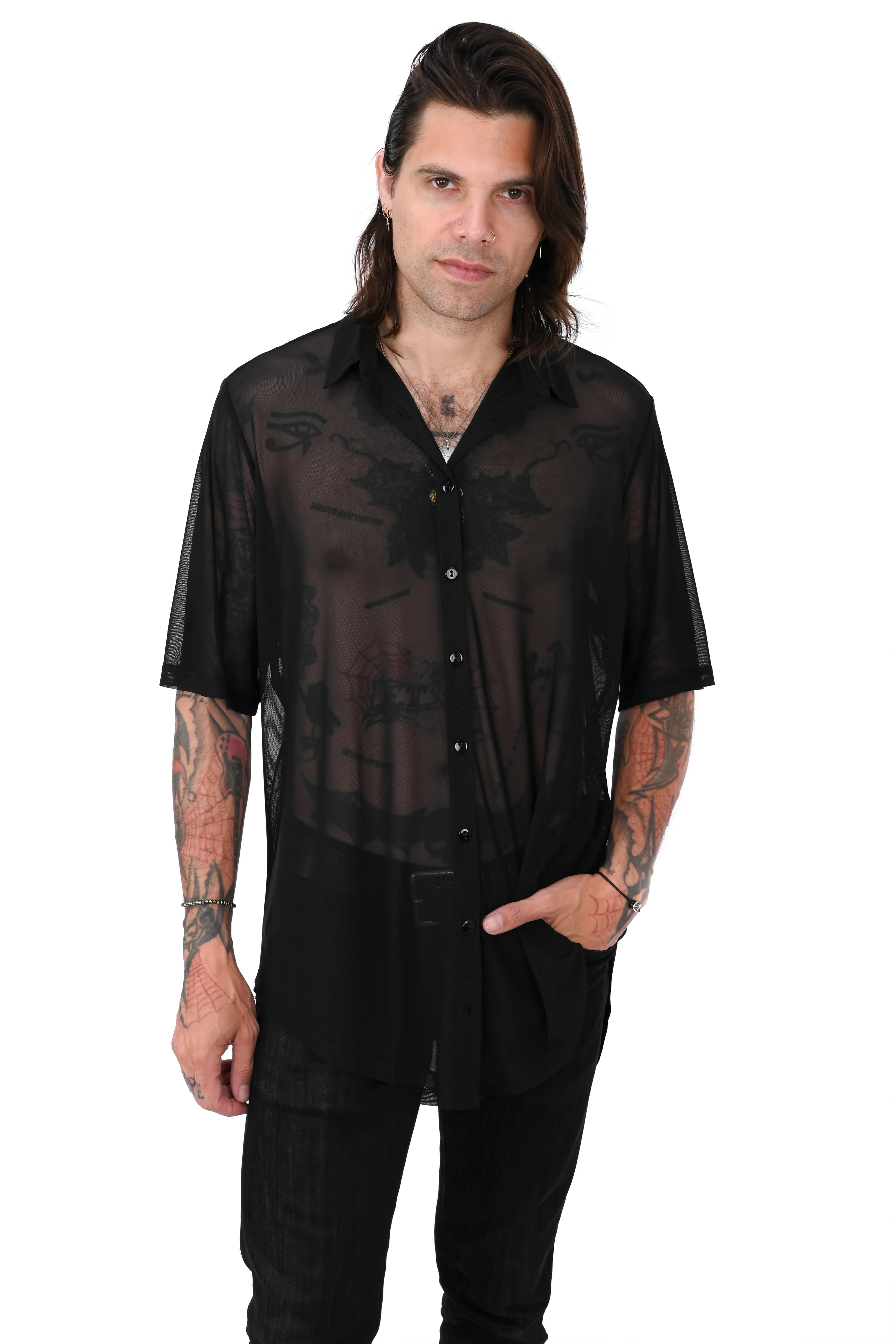 Short Sleeve Mesh Memphis Oversized Shirt - Image 7