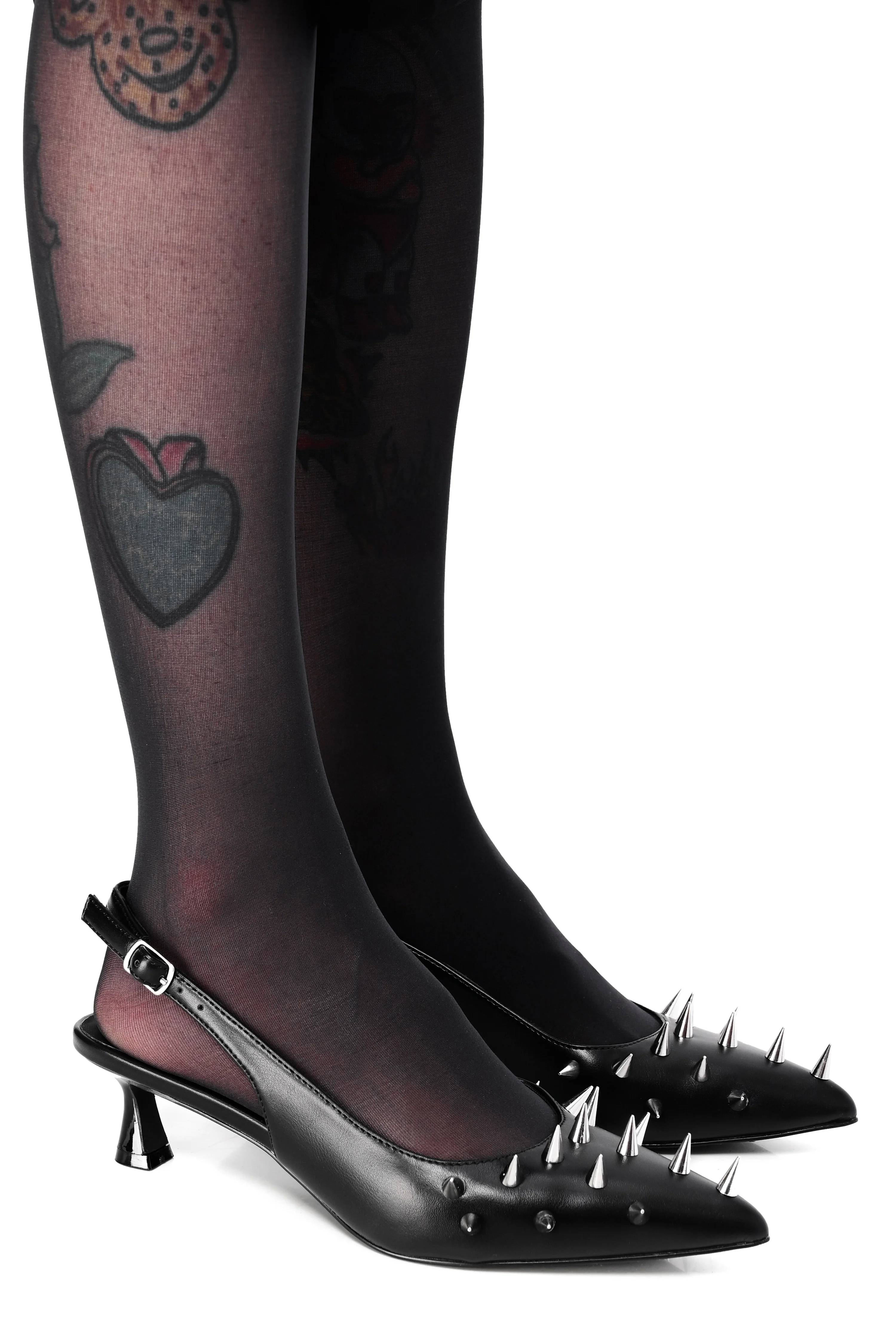 Spiked Sling Back Kitten Heel