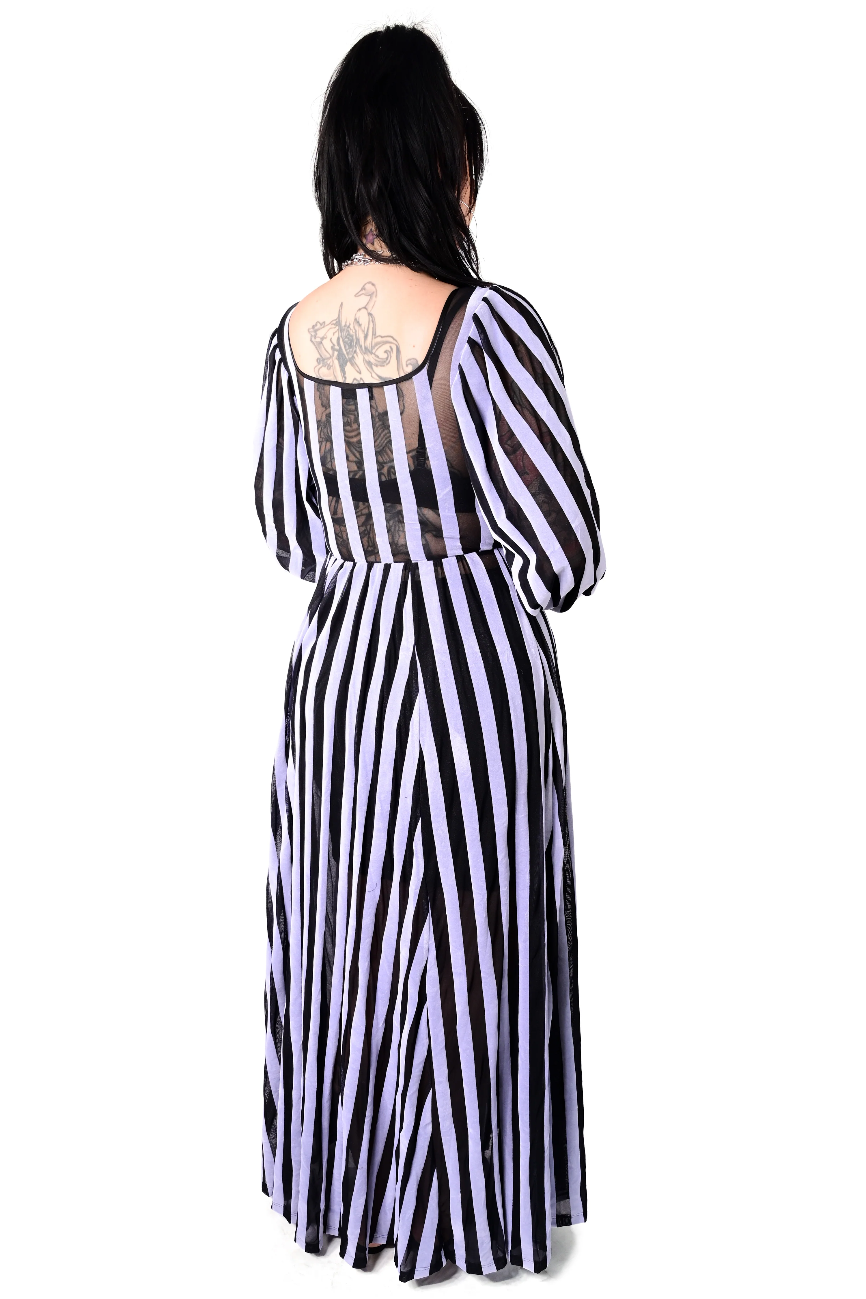 Victoria Striped Mesh Gown - Ice White - No Restock - Final Sale - XS left! - Image 3